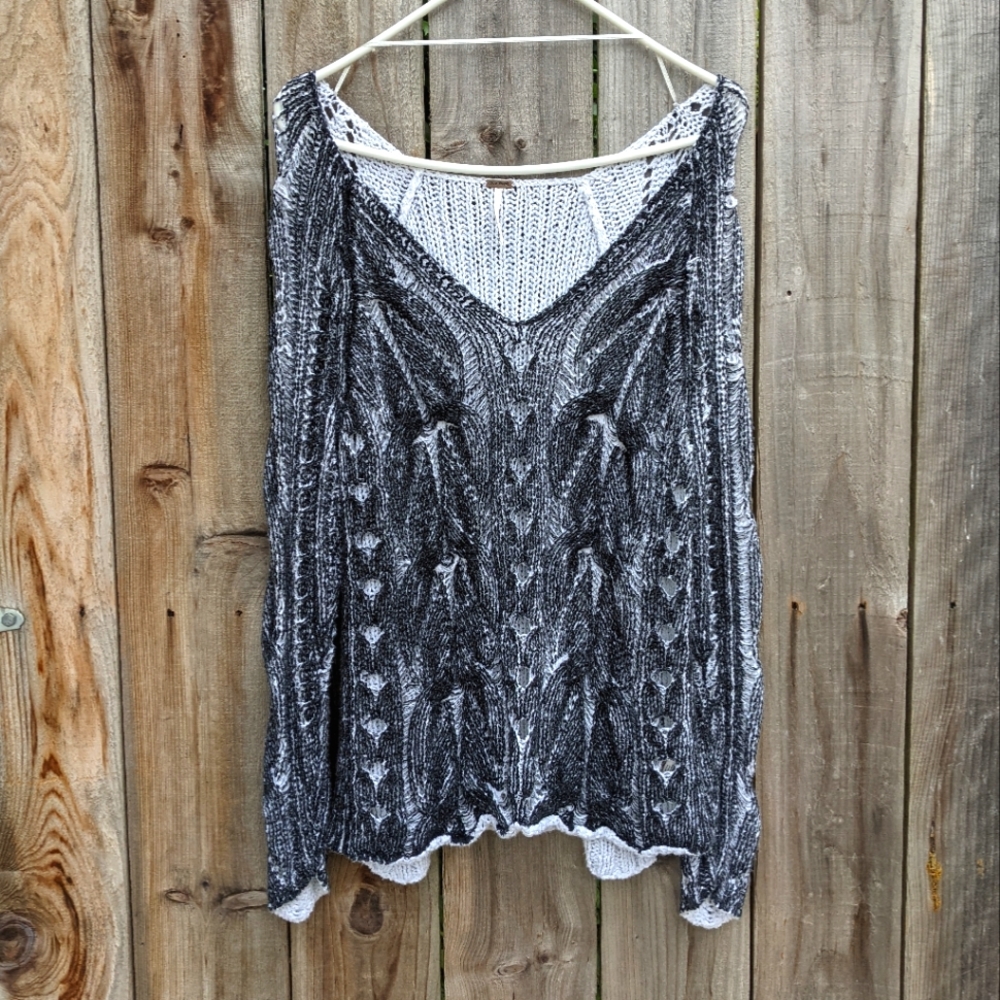 Free People Slouchy Knit Sweater Black Size Medium